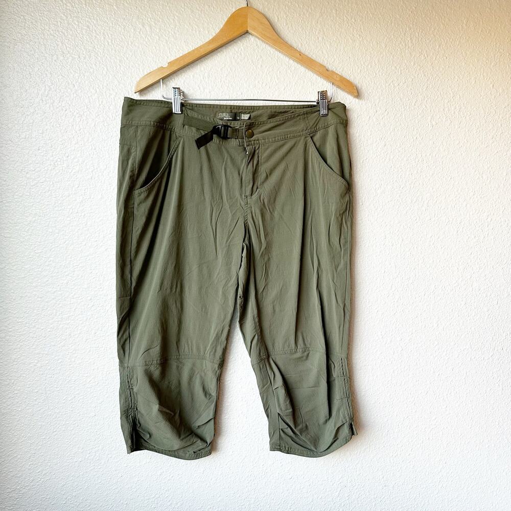 PrAna Jasmine Knicker 3/4 Capri Pants Green W4JASK113 Womens Size 14 Stretch